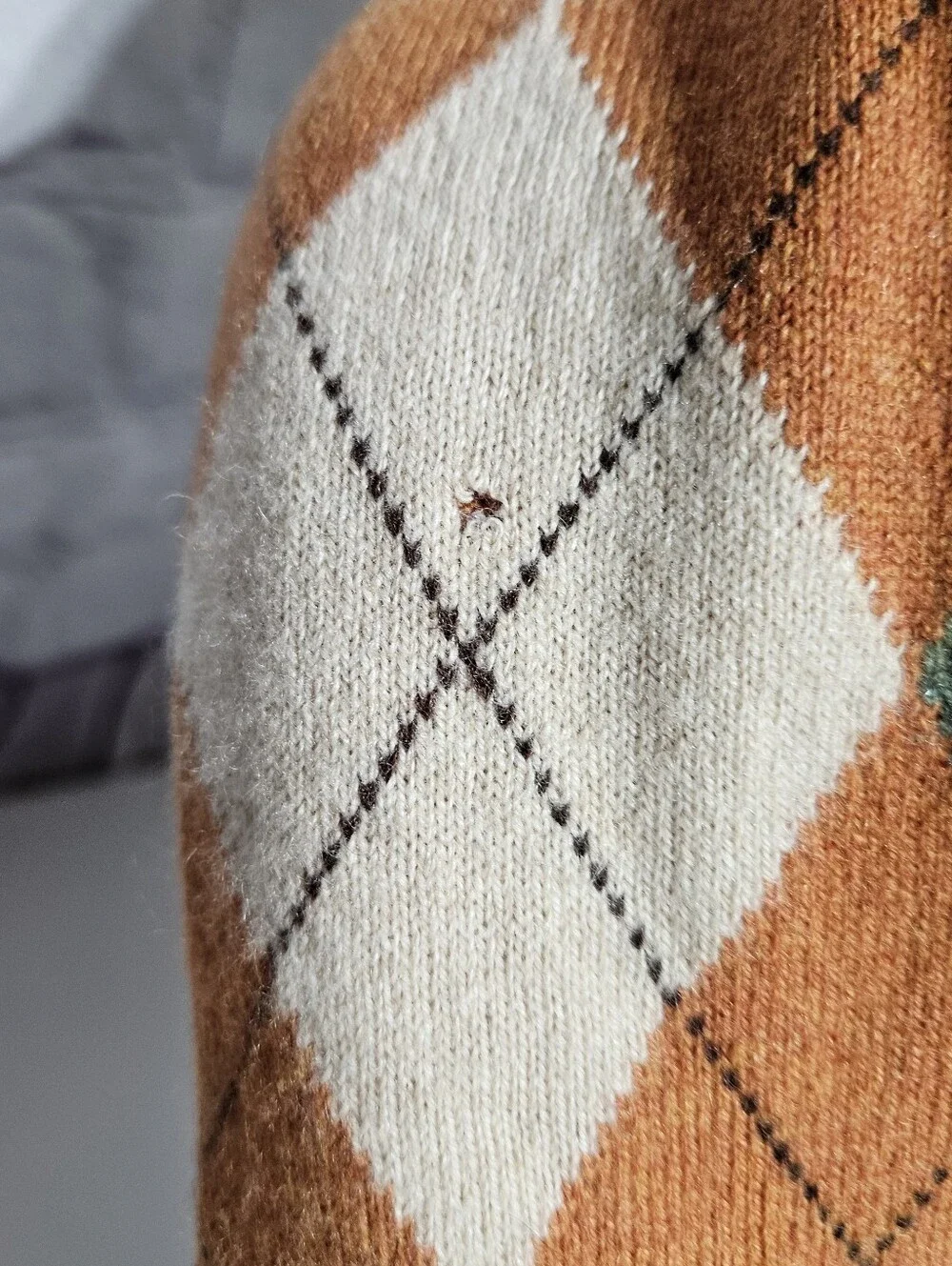 Peter Millar Argyle Pattern Orange, Green & Cream Scarf - Classic Cashmere 100%